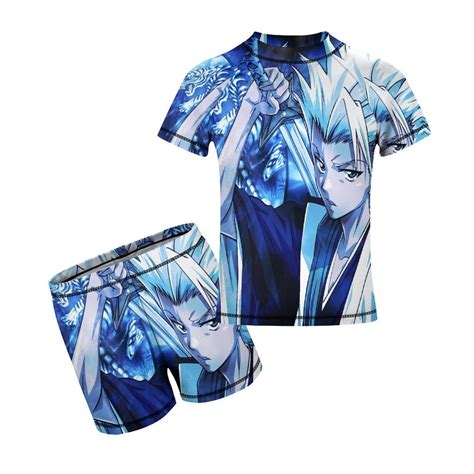 2 Piece Bleach Bathing Suits Rash Guard Swim Shirts with Shorts Set