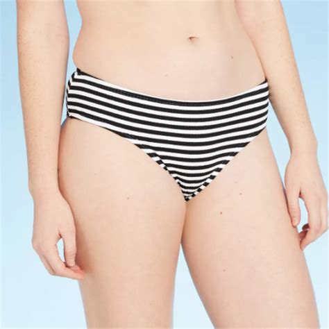 Juniors Texture Cheeky Hipster Bikini Bottom Xhilaration L Black