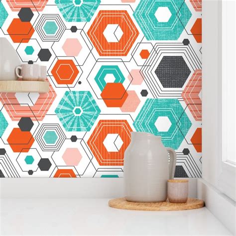 Too Hip To Be Square - Hexagon Geometric Wallpaper | Spoonflower