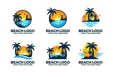 Premium Vector Beach Logo Set Vector