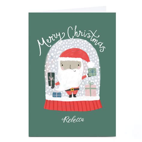 Personalised Laura Pantony Christmas Card Santa Snowglobe Getting