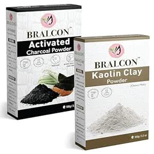 Bralcon Activated Charcoal Kaolin Clay Powder Combo G G X Pack