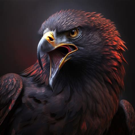 Premium Ai Image Aggressive Black And Red Eagle Generative Ai