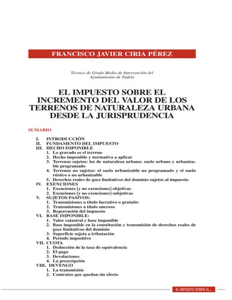 El Impuesto Sobre El Incremento Del Valor De Los Terrenos