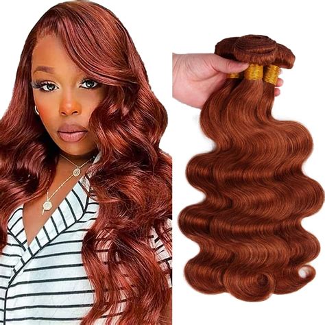 Amazon Inch Copper Red Human Hair Bundles Reddish Brown