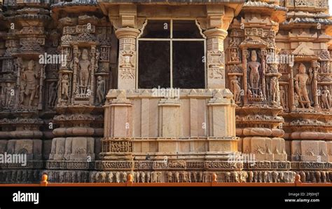 Carvings On The Sun Temple Surya Mandir Modhera Gujarat India Stock