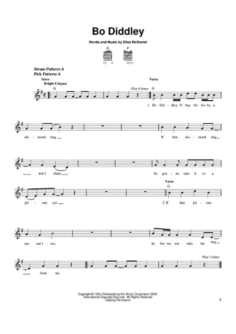 Bo Diddley Sheet Music By Bo Diddley For Easy Guitar Sheet Music Now