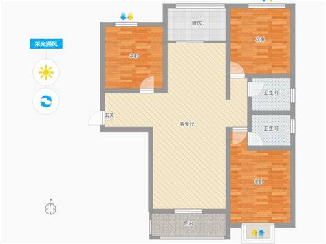 运城市西建天茂城户型图3室2厅1厨2卫11895平方米 酷家乐