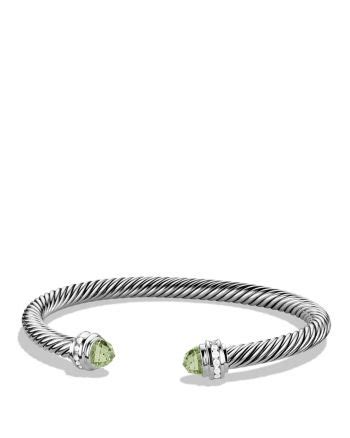 David Yurman Sterling Silver Cable Classics Bracelet With Gemstones