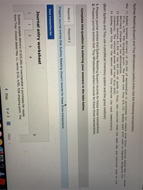 Solved Sydney Retailing Buyer And Troy Wholesalers Chegg