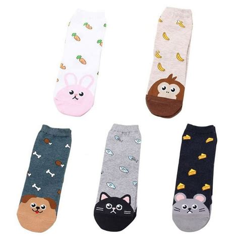 Tinysome Japanese Women Cotton Crew Socks Kawaii Cartoon Food Mouse