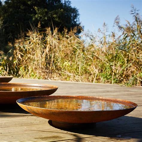 Large Curved Water Bowl Corten Steel Harrod Horticultural Corten