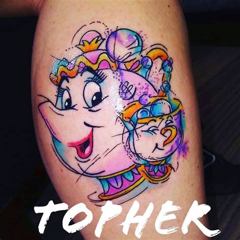 Chip And Mrs Potts Watercolor Tattoo Disney And Watercolor Are My