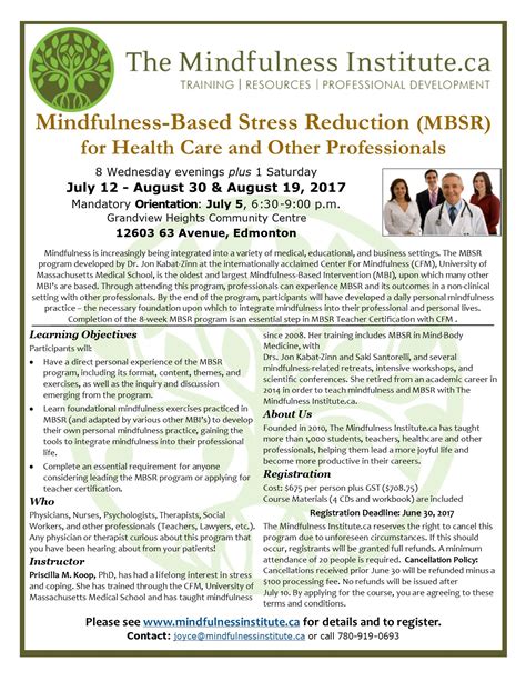 Mindfulness Based Stress Reduction MBSR 8 Week Program For