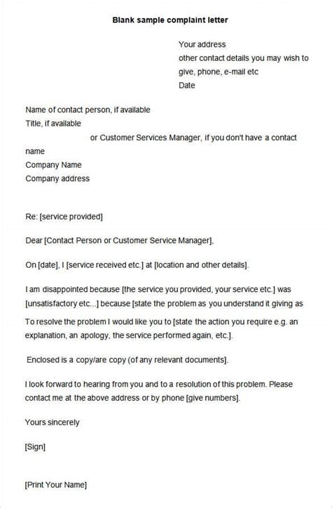 Complaint Letter Template Free Word Templates