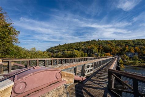 Roebling`s Delaware Aqueduct Over The Delaware River On A Brilliant