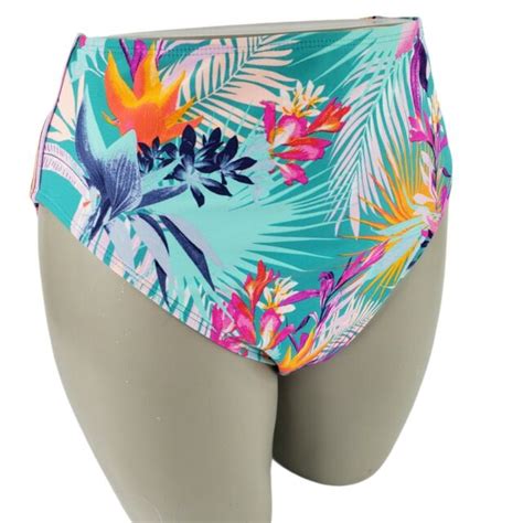 Xhilaration Juniors Floral Sport Elastic High Waist Bikini Swim Bottom XL For Sale Online EBay