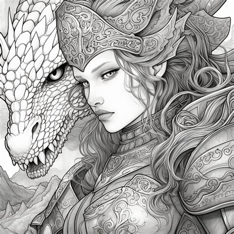 10 Dragon Princess Coloring Pages Digital Download Coloring Page Printable Princess Coloring