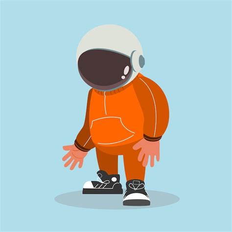 Un Astronaute Mignon Et Cool Portant Un Casque Et Un Pull Orange