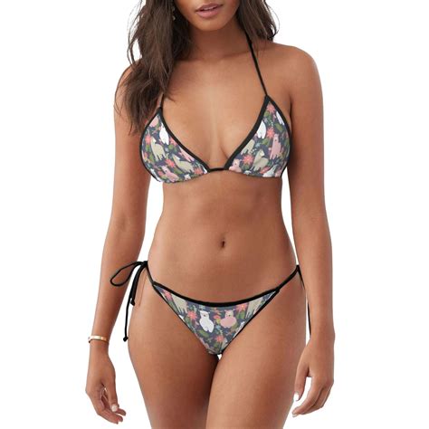 Ratiio Llamas Pattern Women S Two Piece Bikini Swimsuit Adjustable Tie Bikini Set Sexy