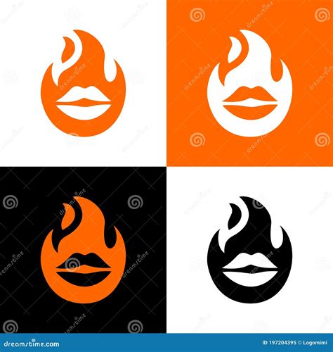 Hot Lips Icon Fire And Mouth Logo Design Vector Stock Vector