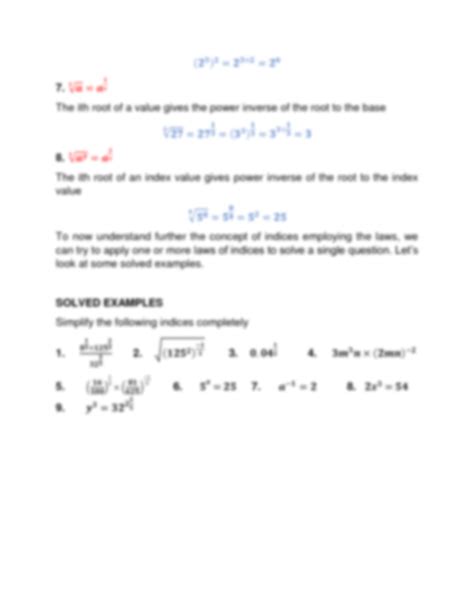 Solution Laws Of Indices With Solved Examples Studypool