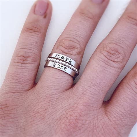 Stacking Name Rings Mothers Day T For Mom Personalized Etsy