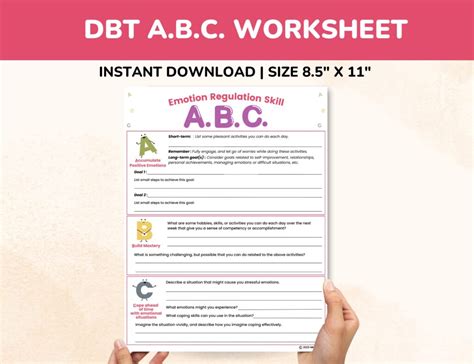 Dbt Abc Worksheet Emotion Regulation Skills Fillable Pdf Dialectical