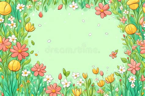 Romantic Spring Floral Frame Background Copy Space Stock Illustration Illustration Of