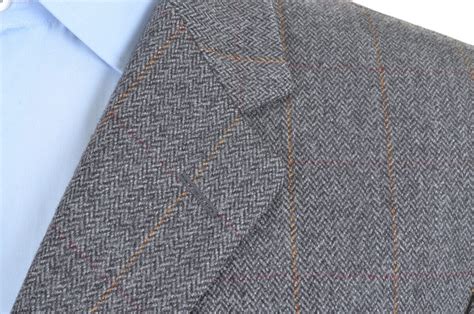 MAGEE Gray Plaid Check 100 Wool Tweed Mens Blazer Sp Gem