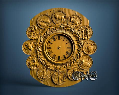 Zodiac Clock 3d Stl Model 1219 Cnc Planet Art