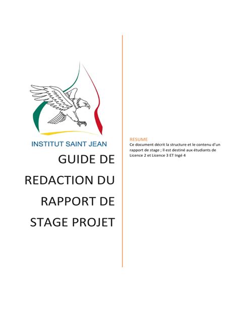 Guide de Redaction du Rapport de Stage L2 L3 Ingé 4