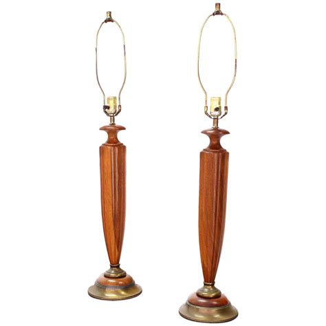 Pair Of Mid Century Modern Walnut Table Lamps For Sale At 1stdibs