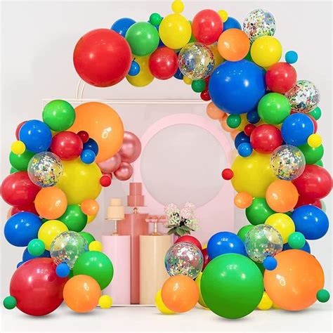 Fiesta Balloons Garland Arch Kit 117pcs Rianbow Confetti Balloons In 4 Size 18 12 10 5 Latex