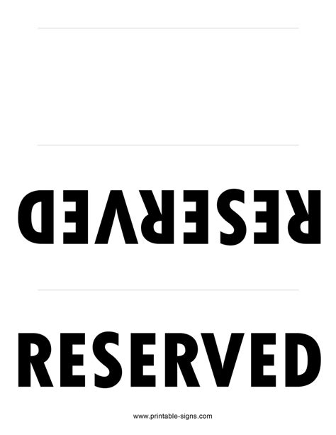 Reserved Printable Sign Table Tent Double Sided Printable Signs