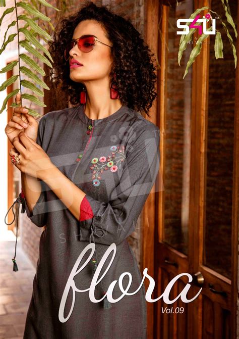 S4u Shivali Flora Vol 9 Printed Fancy Fabric Straight Readymade Kurtis