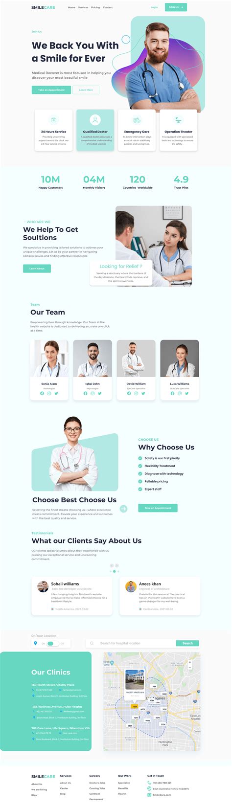 HealthCare Website Landing Page UI UX Design on Behance