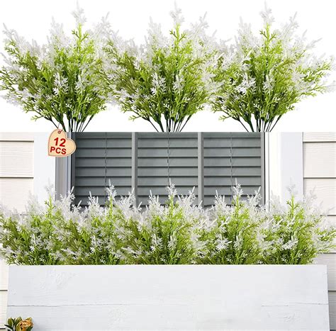 Namzi Artificial Outdoor Plants 12 Pcs Fake Cedar Plants Plastic Faux