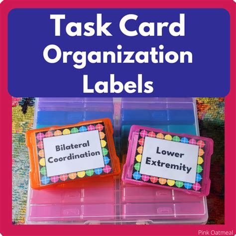 Task Card Organization Labels Pink Oatmeal Shop