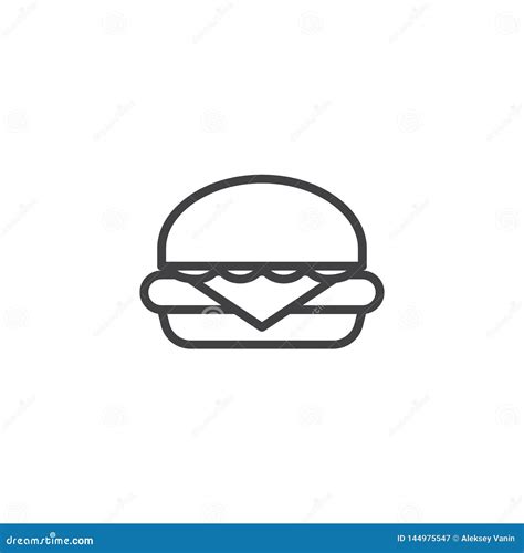 Hamburger Burger Line Icon Stock Vector Illustration Of Pixel