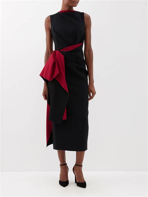 Roksanda Calatrava Sash Crepe Midi Dress In Red Lyst