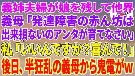 【スカッとする話】義姉夫婦が娘を残して他界。義母「発達障害の赤ん坊は出来損ないのアンタが育てなさい」私「いいんですか？喜んで！」後日、半狂乱の