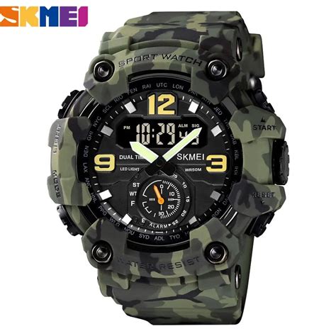 Skmei Orologio Da Uomo Militare All Aperto Camouflage Pu Orologi