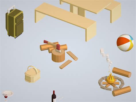 objects recreation tourism cooking bbq steak  model flatpyramid