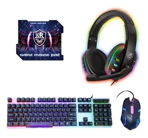 Combo Gamer En Teclado Mouse Audifono Pad Mouse Rgb Color Del Mouse