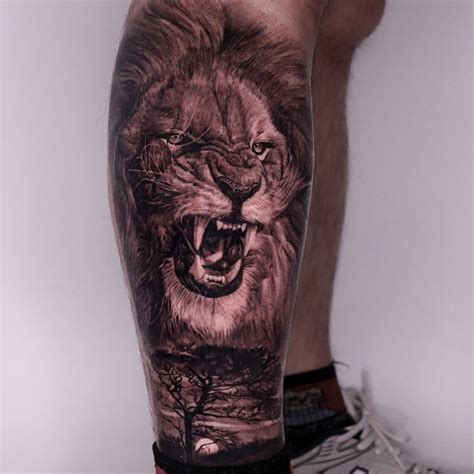 snarling lion tattoo