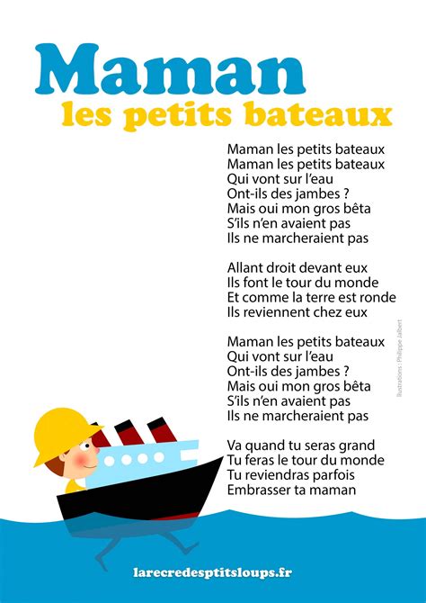 Maman les petits bateaux paroles de la comptine à télécharger