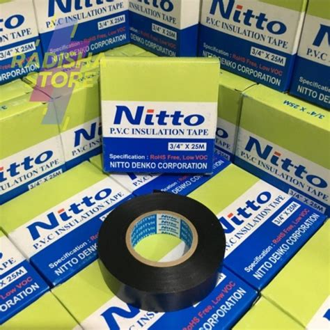 Jual NITTO ISOLASI LISTRIK ORIGINAL Tape Hitam PVC Kabel Nito 3 4 25M