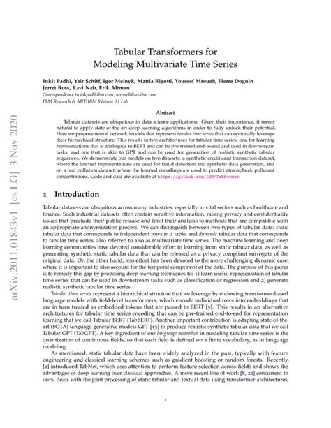 Tabular Transformers For Modeling Multivariate Time Series Deepai