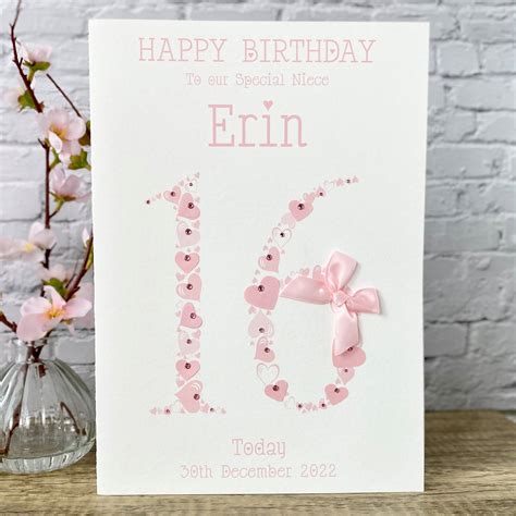 Handmade Birthday Card Heart Numbers Handmade Cards Pink And Posh